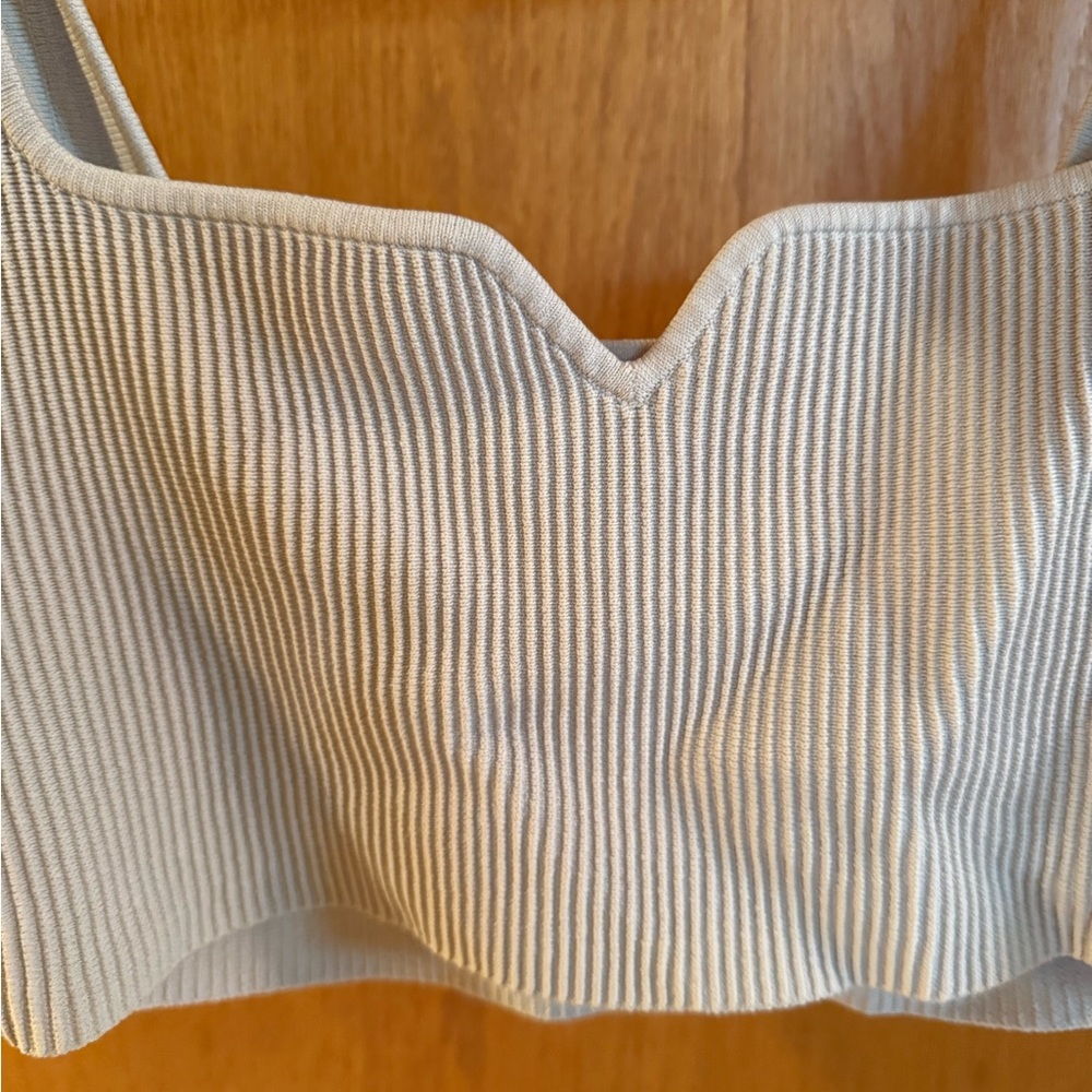 Cream Ribbed Crop Top - Picture 2 of 3